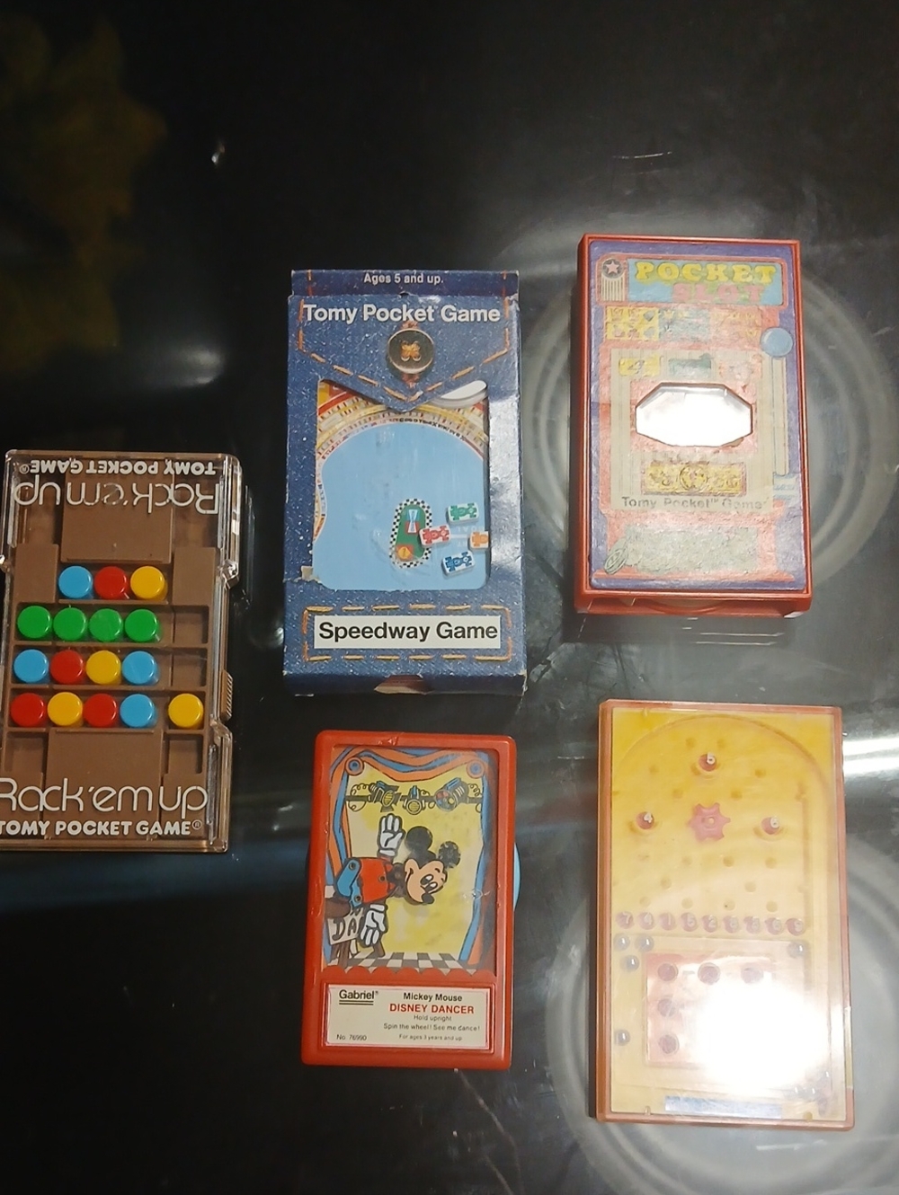 Vintage Pocket Handheld Game Set with Red and Blue Cases